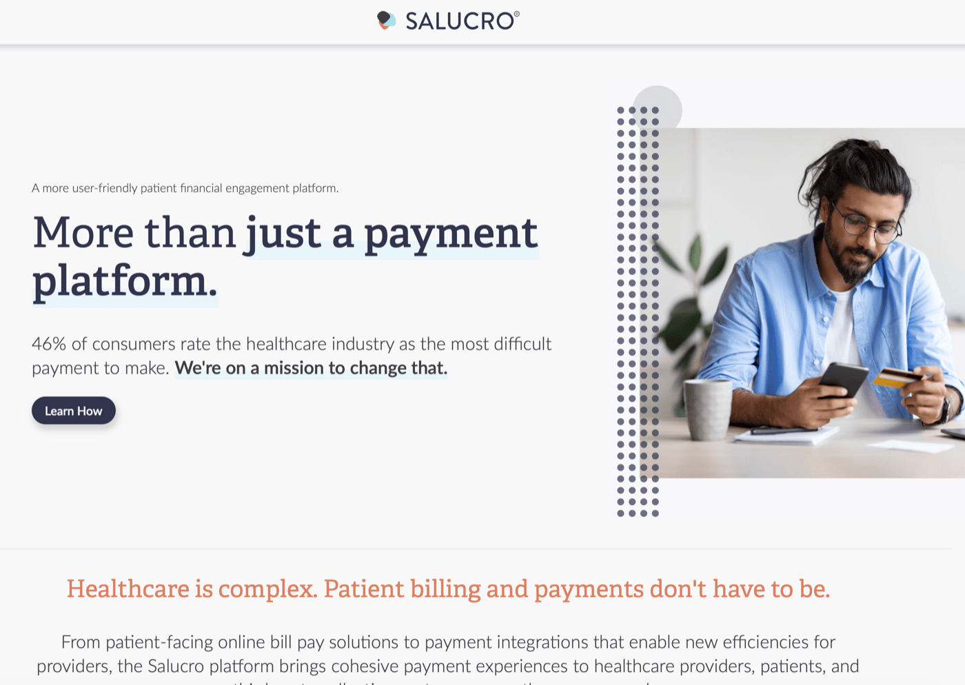Salucro landing page